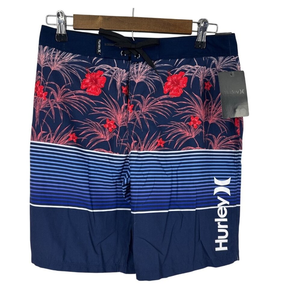 Hurley Boys Board Shorts Tropical Print With Drawstring Waist & Back Pocket Size